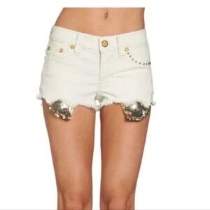 Affliction jeans white/vikki style/sequin shorts 27 NWOT